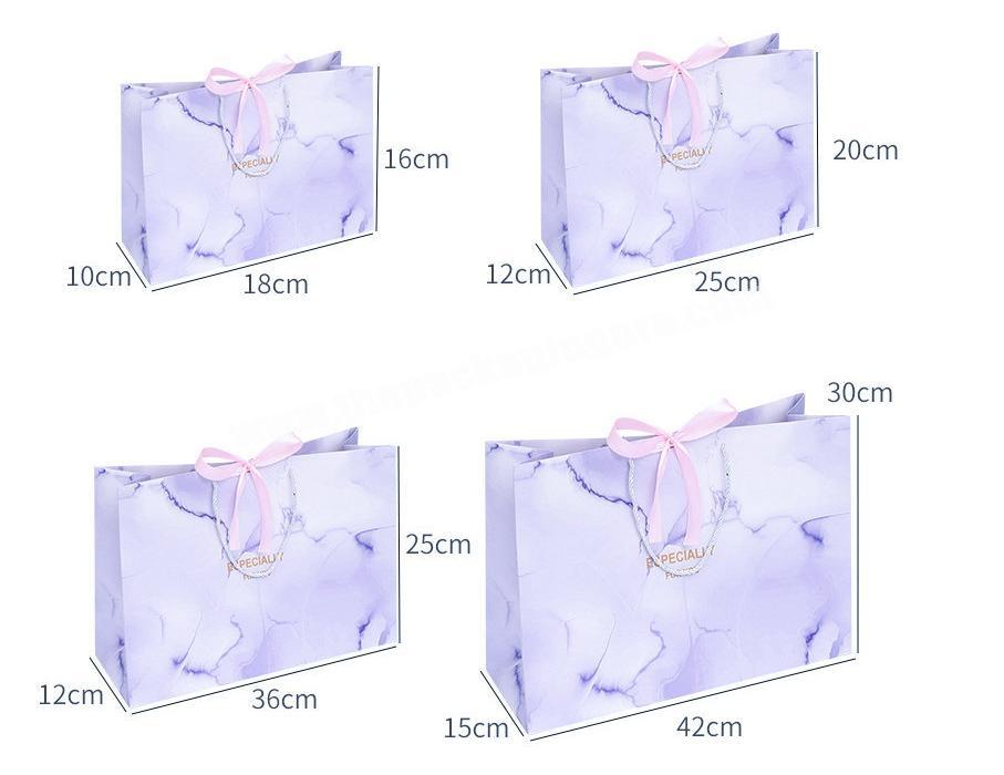 Marble Ribbon Birthday Gift Packaging Bag Clothes Carry Bag Garments Handling Paper Bag