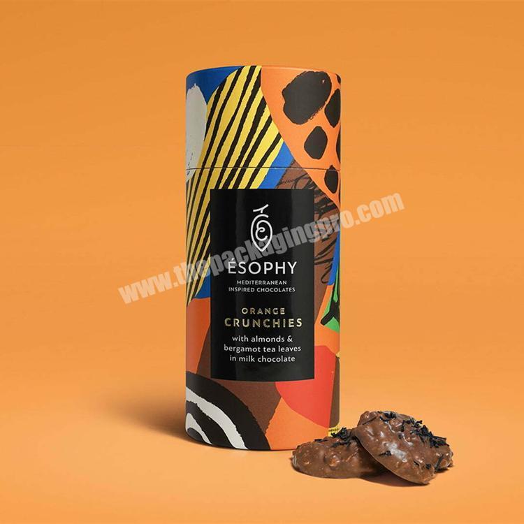 Luxury Compostable Chocolate Box Packaging Free Aluminium Food Candy Paper Tube Cylinder Packaging