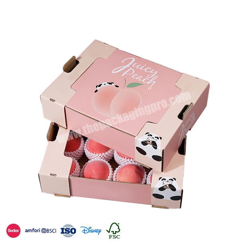 Most Selling Products Cute color double-sided reinforced edging leak-proof design fruit carton box peach
