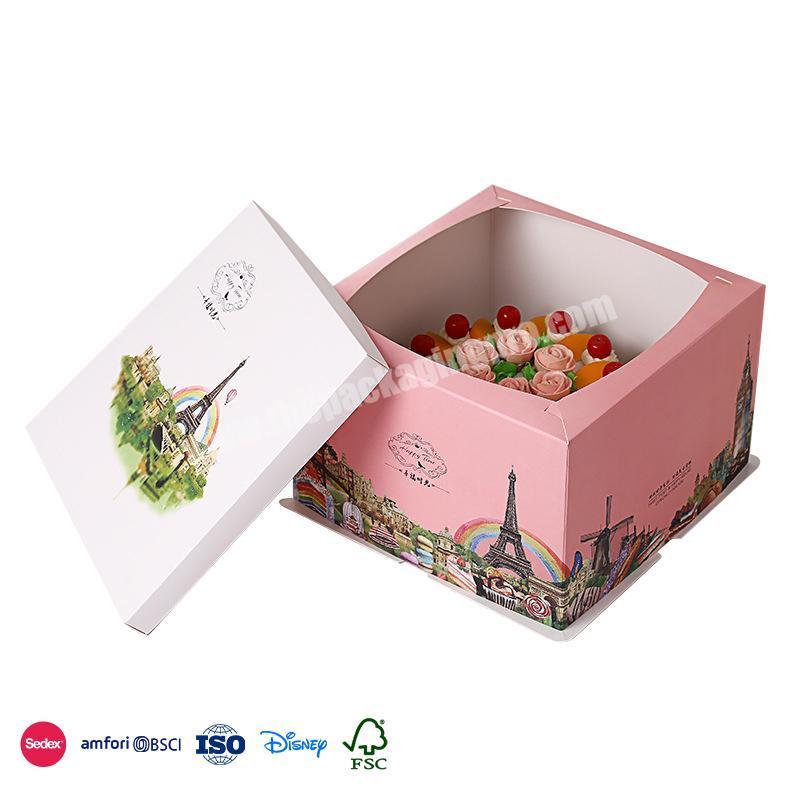 Most Selling Products Spot goods Pink with white cover fairy tale castle picture heightened design box cake