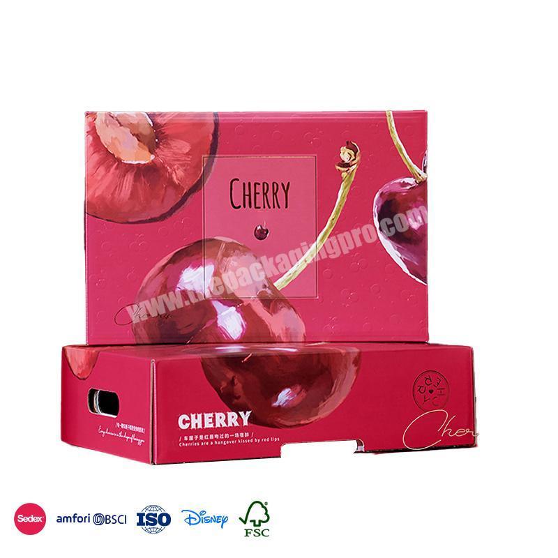 New Authentic Product Red with side cutout handles printed cardboard corrugated box fruit carton pack factory