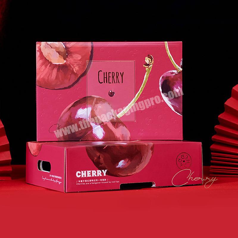 custom New Authentic Product Red with side cutout handles printed cardboard corrugated box fruit carton pack 