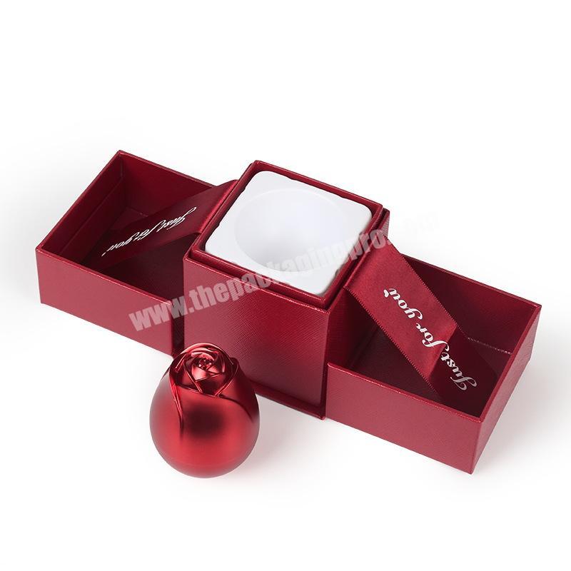New Creative Custom Jewelry Box Packaging Gift Jewelry Packaging Rose Flower Metal Glitter Jewelry Box