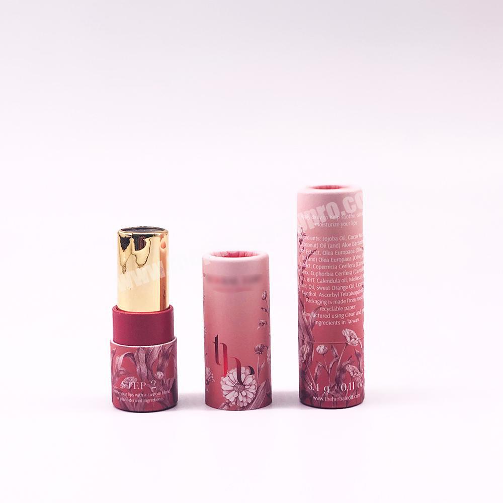 New Custom Printing Unicorn Pink Round Paper Empty Lipstick Tube Lip Balm Container Twist Up Lip Glossy Cosmetic Packaging