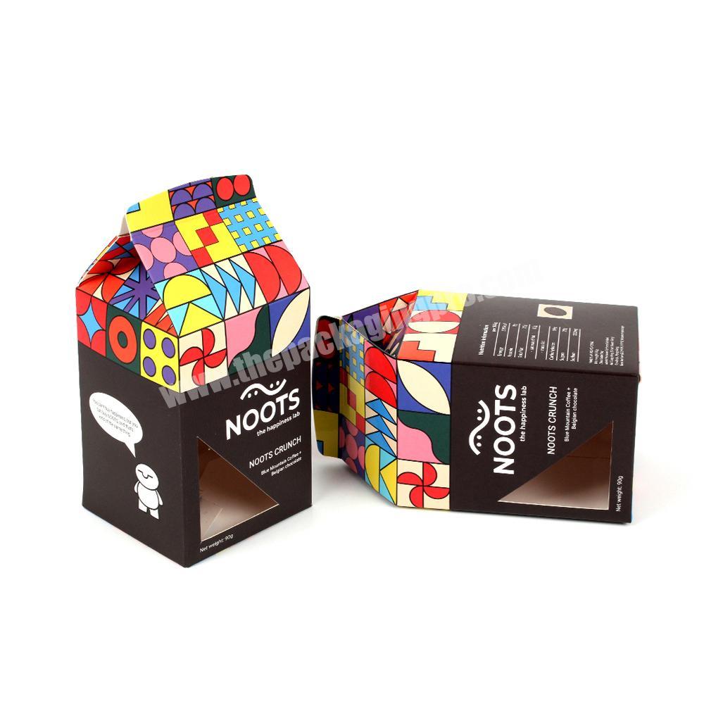 New Design Custom Private Label Printing Nuts Snacks Packing Folding Paper Coffee Gable Top Box For Packaging