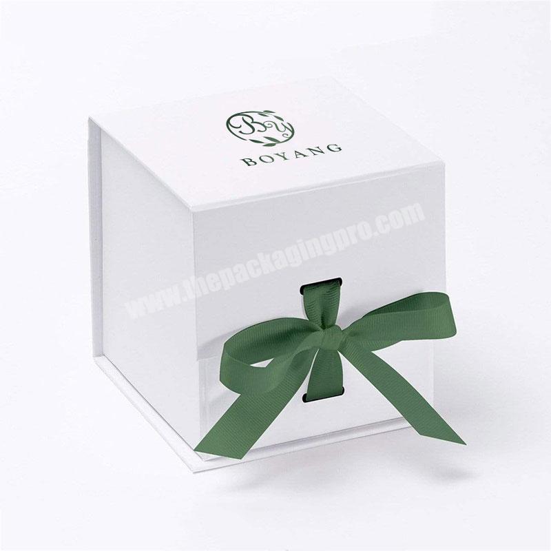 Diy Custom Foldable Paper Cardboard Folding White Gloss Gift Box Packaging With Magnet Lid