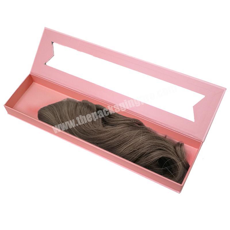 New Design PVC Window Custom Box Braids Human Hair Virgin Hair Packaging Box Hair Extension Box Packaging