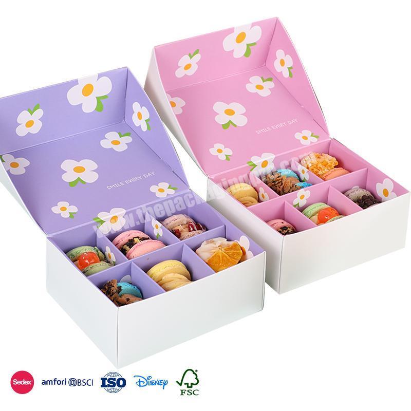 New Design Professional Spot White flip cover with small floral fresh interior design macaron box six pieces