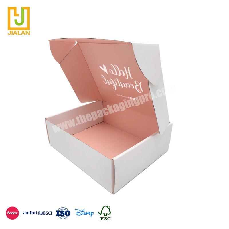 New Type Hot Sale Custom Lettering logo on the inside of the pink and white lid gift box set for women