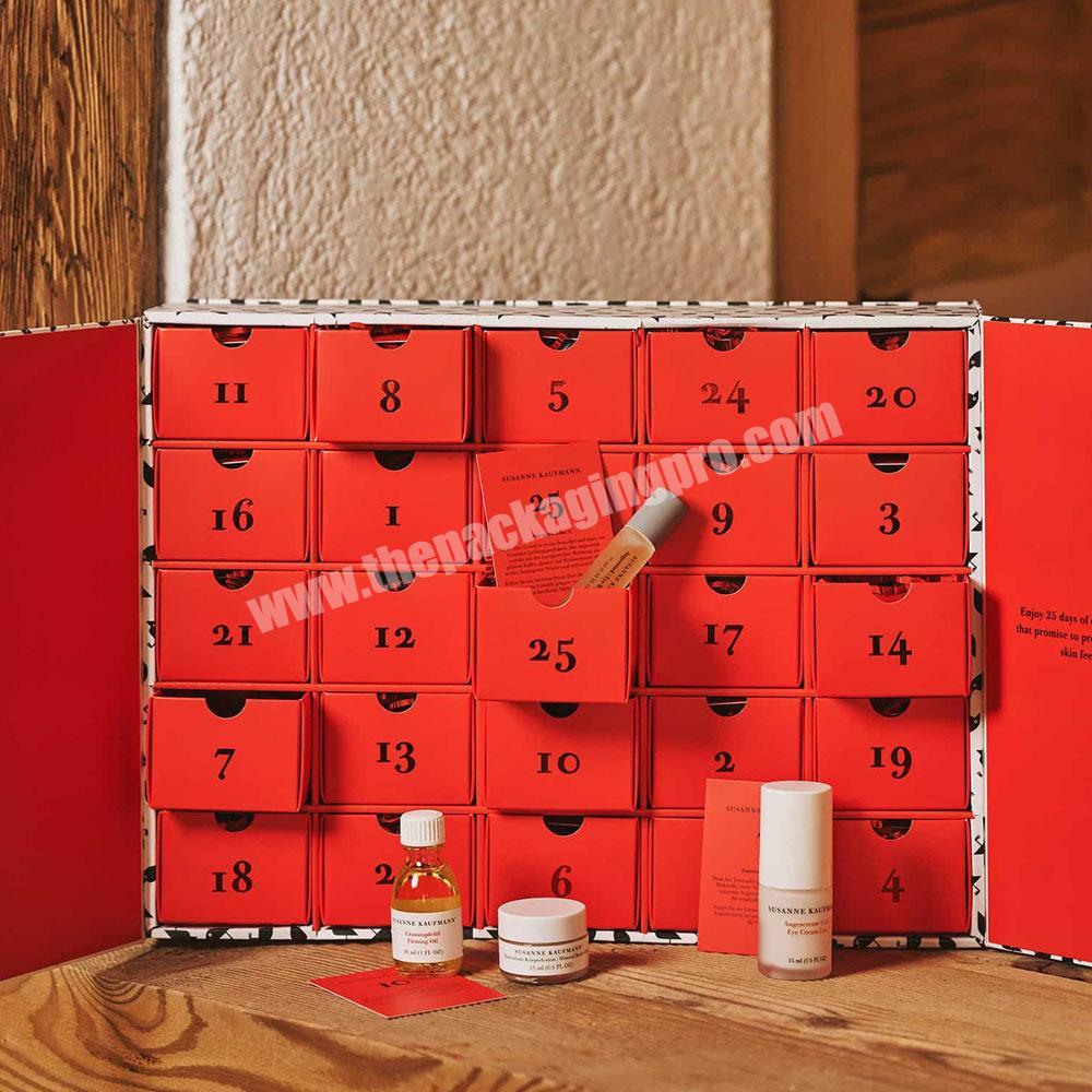 New elegant custom logo christmas advent calendar packaging box cosmetic empty advent calendar cardboard box advent calendar box
