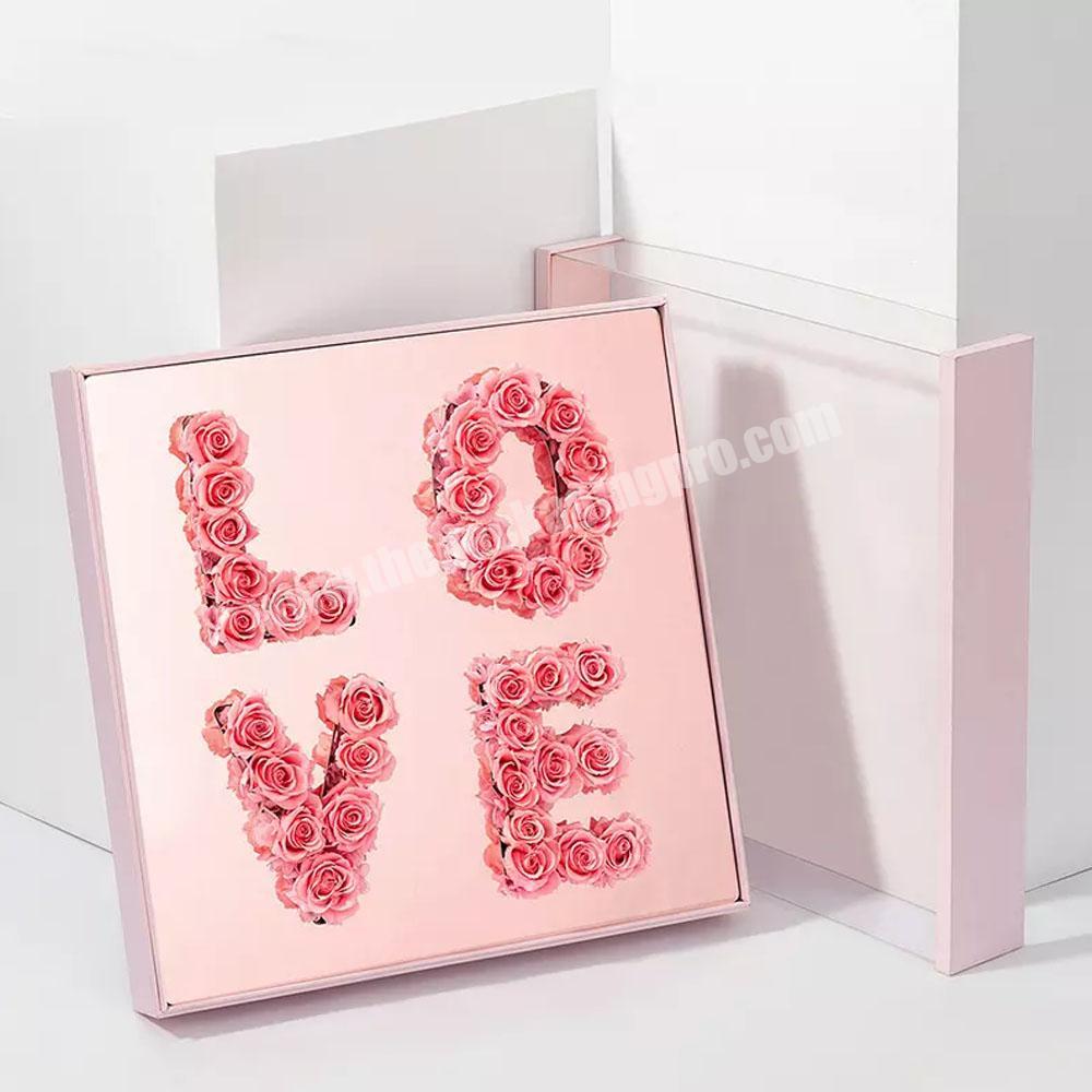 New transparent acrylic square alphabet letter flower packaging box clear decorative flower soap rose box luxury flower box