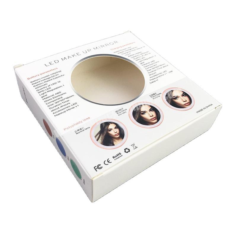 OEM ODM Order accepted thick hard paper cosmetic LED Makeup mirror packaging paper box custom printing
