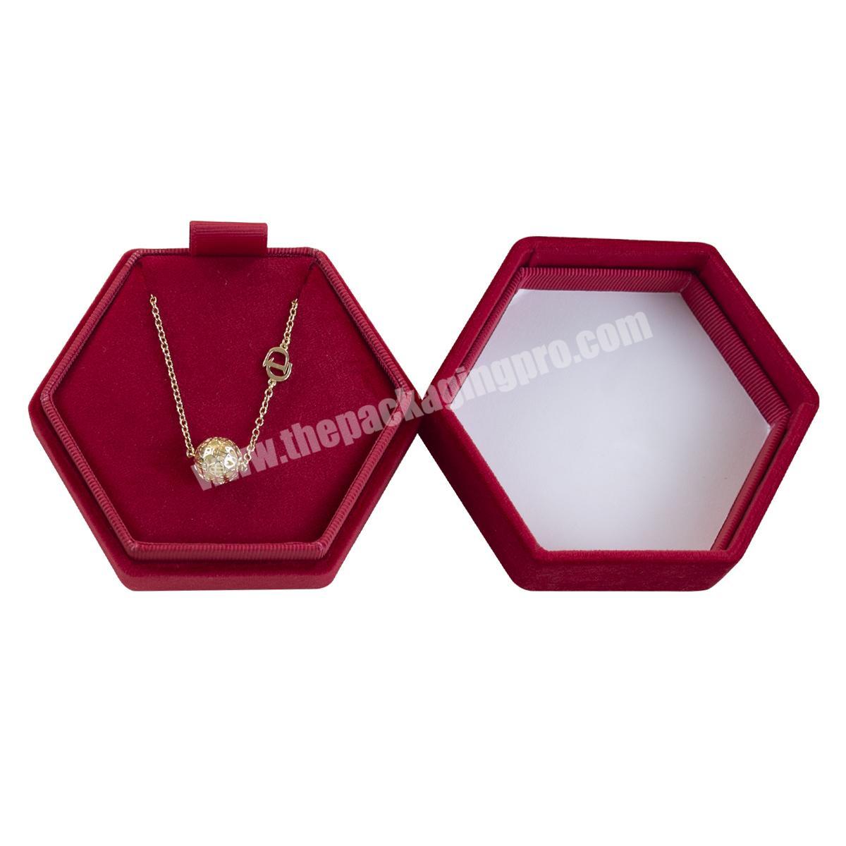 Octagon Velvet Jewelry Pearl Necklace Packaging Box Custom Logo Pendant Tray Boxes