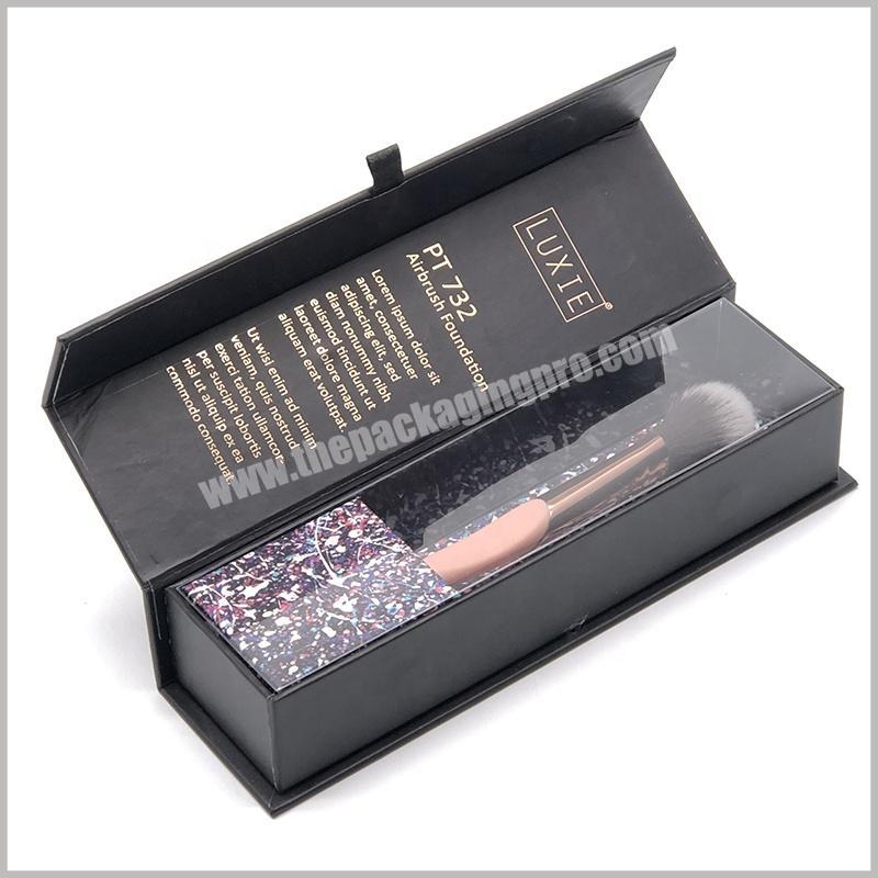 Nice Custom Matte Black Magnet Closure Makeup Brush Box Package Make-Up Brushes Box Packaging