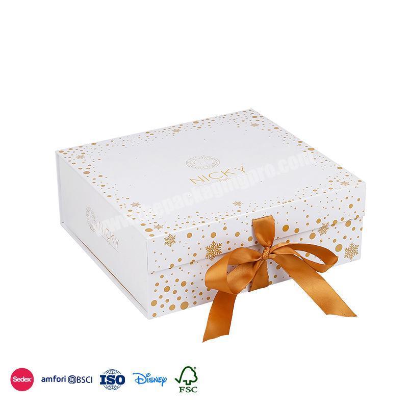 Online Best Service Custom Romantic design in white with snowflakes happy birthday fold gift box packaging