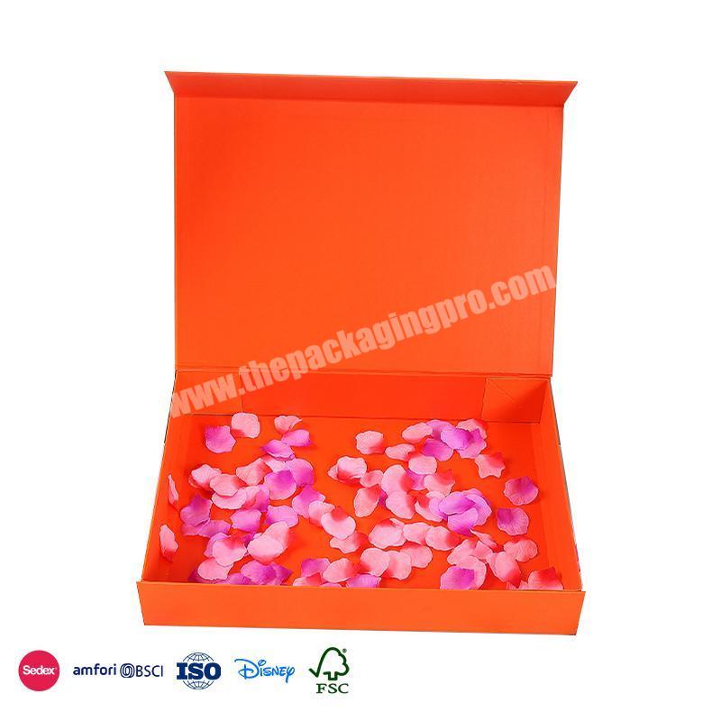 Online Shop Hot Sale Orange minimalist design firm bonding technology luxury gift packaging folding gift box