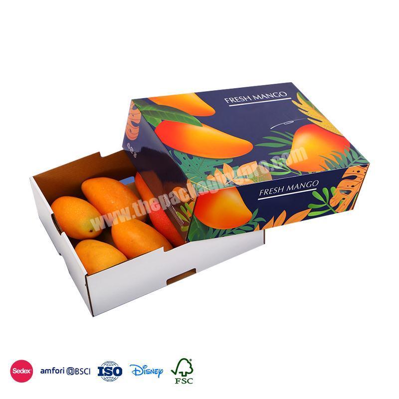 Online Shop Hot Sale White base degradable food material with colorful lid fruit packing mango boxes