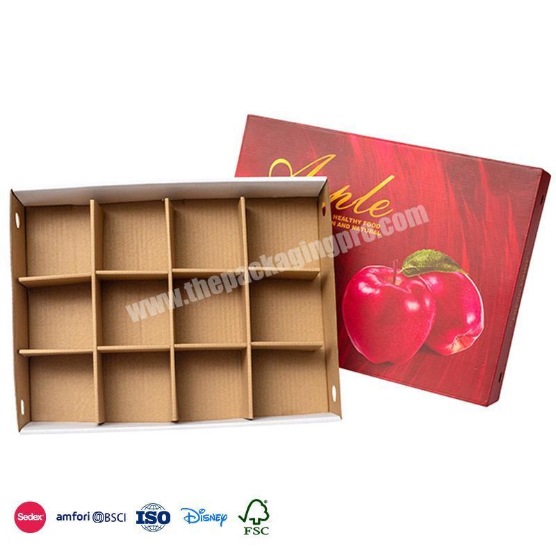 Online Shop Hot Selling Red ribbon decoration with food material compartment apple fruit packaging boxes factory