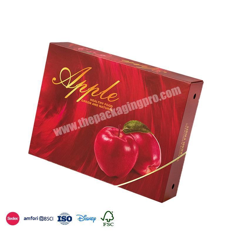 Online Shop Hot Selling Red ribbon decoration with food material compartment apple fruit packaging boxes manufacturer