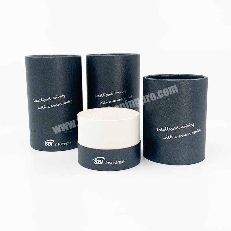 Packaging Paper Gift Carton Small Hat Cardboard Kraft Rigid Black Perfume Template Cylinder Round Box