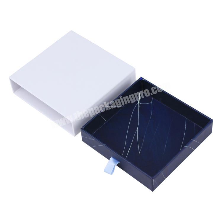 Paper drawer jewelry box packaging manufacturing customer design logo with ribbon