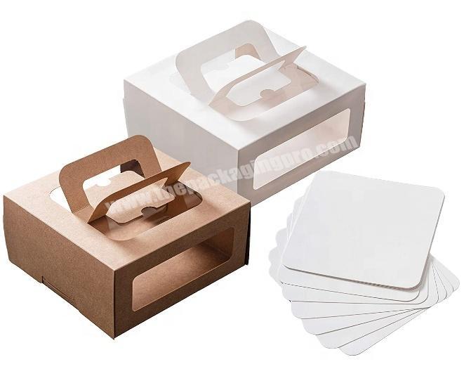 Paperboard Cake Box with Window and Handle for Pastries, Cookies, Cakes, Pies