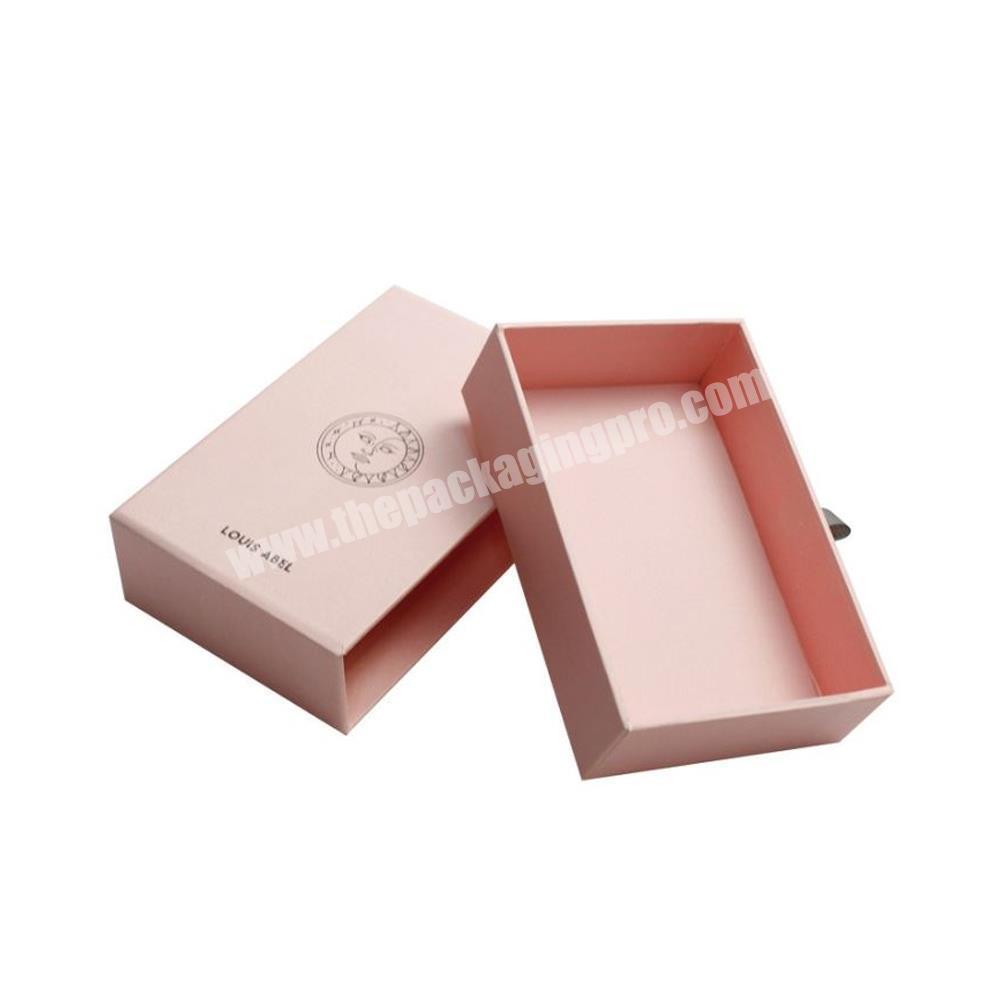 Personalised eco friendly recycled rigid paper ring earring necklace jewelry packaging boxes luxury pink drawer gift box factory