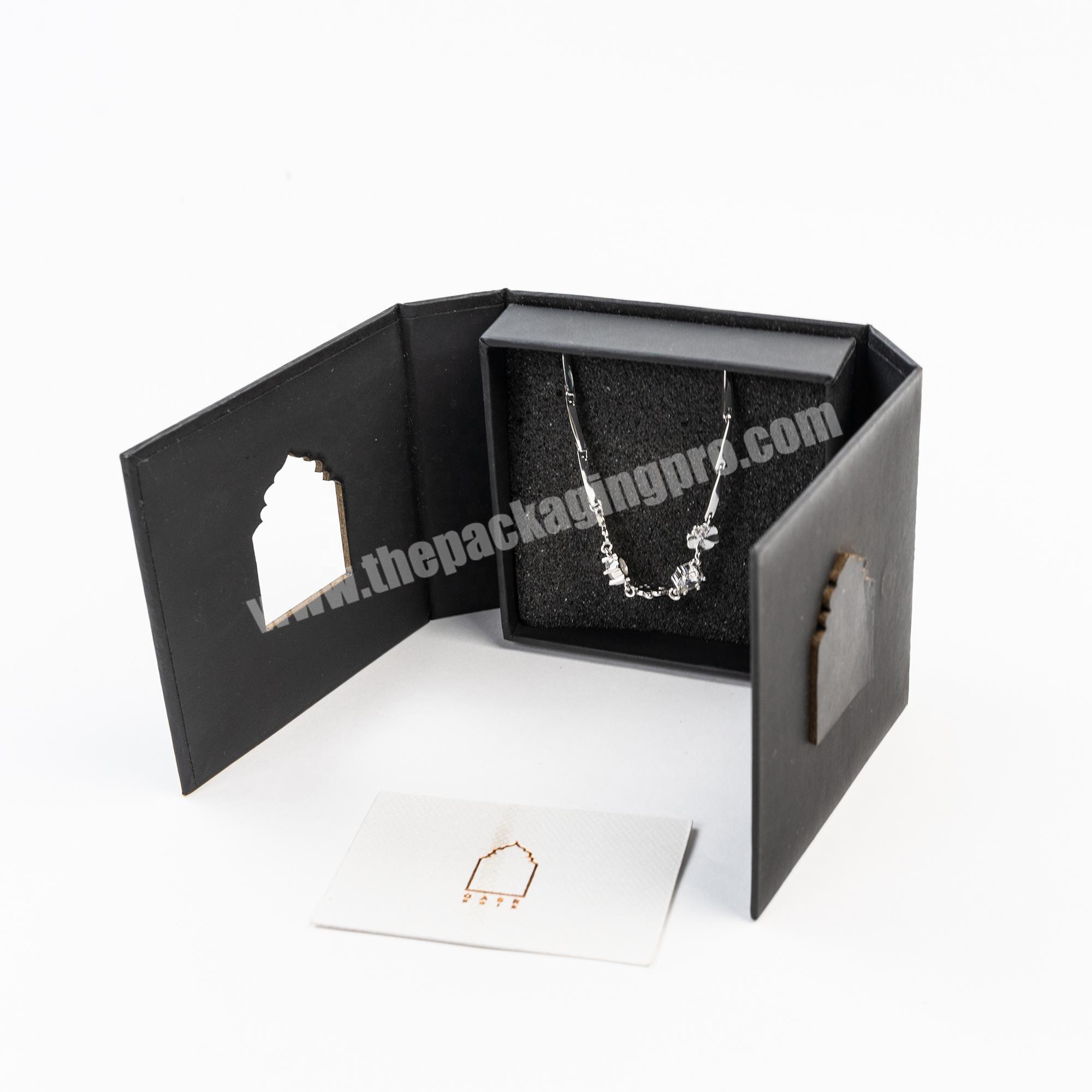 Personalised high quality  tennis bracelet box black earringnecklacebraceletjewelry packaging jewellery box color jewelry box