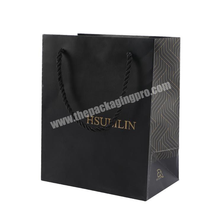 Personalized Bespoke Eco friendly Black Gift Paper Bag With Rope Handle Paper Bags Printed Logo