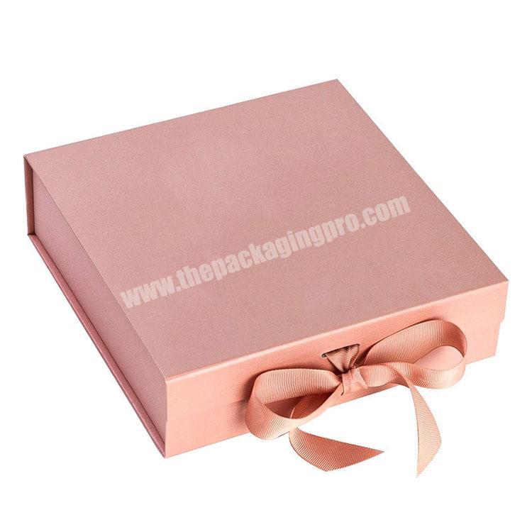 Pink Foldable Rose Gold  Logo Print Custom Gift Jewelry Paper Box