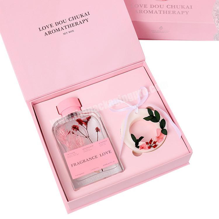 Pink Luxury Fragrance Packaging Box Custom Paper Magnet Gift Essential Oil Packaging Box