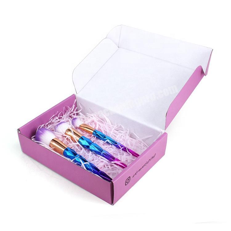 Pink makeup brushes tool kits shipping corrugated mailing box for beauty products
