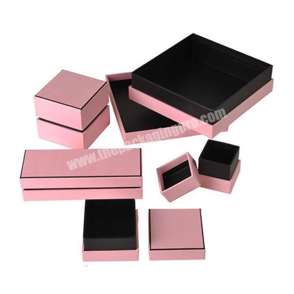 Popular Pink Rings Earrings Custom Packaging Necklace Bracelet Rigid Board Jewelry Box With Foam Insert