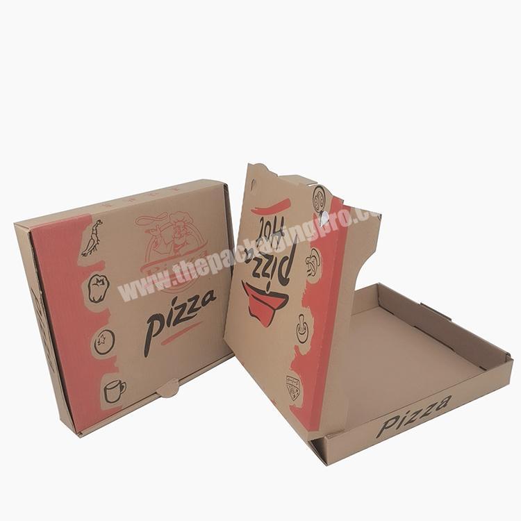 Portable custom printed pizza corrugated paper box with handle