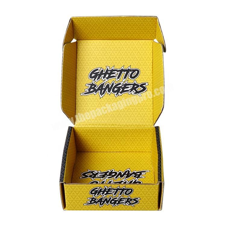 Printed logo corrugated yellow packaging box colored shipping boxes manufacturer
