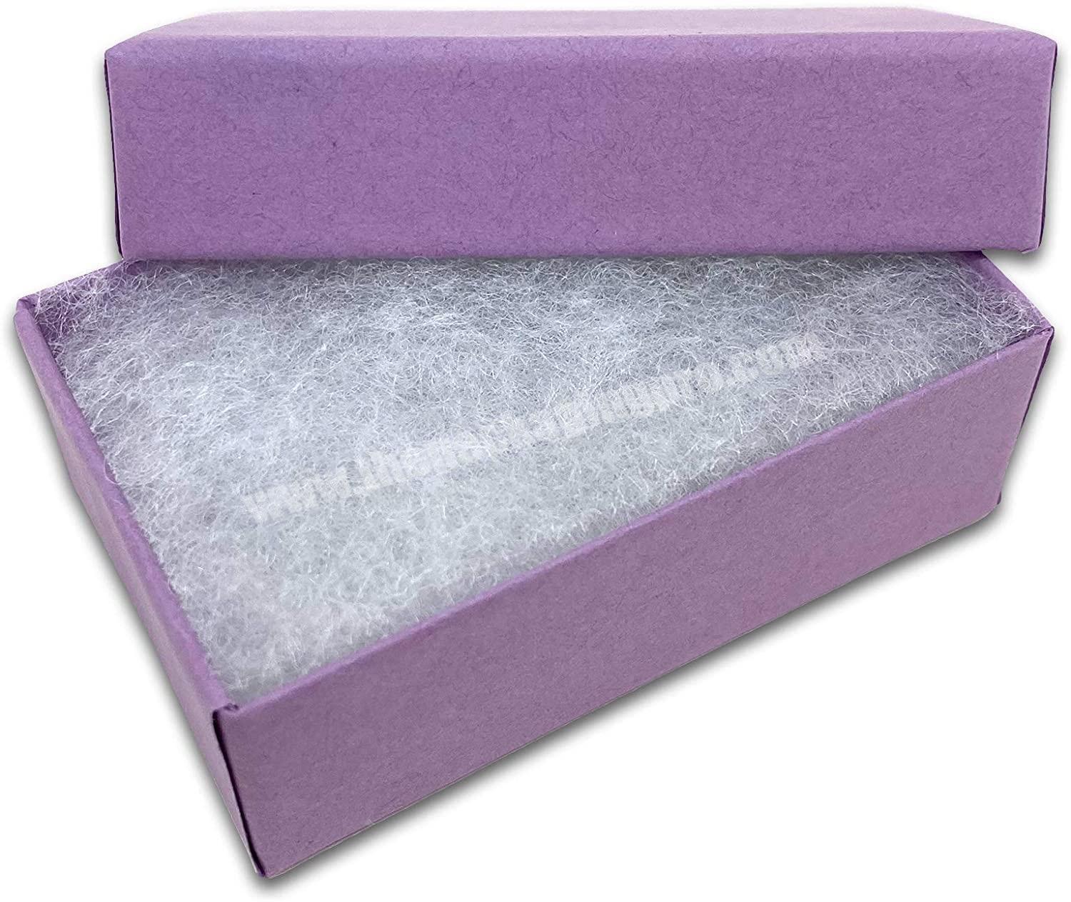 Purple Lavender Cotton Filled Cardboard Paper Jewelry Box Gift Case