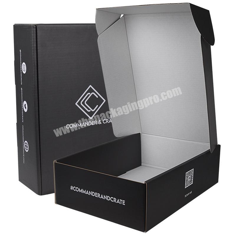 Recyclable Custom Logo Printed Black Matte Clothing Corrugated Box