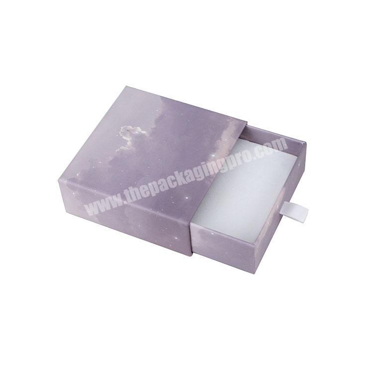 Purple Custom LOGO Design Drawer Box With Rubbon Jewelry Box For Jewelry Packaging