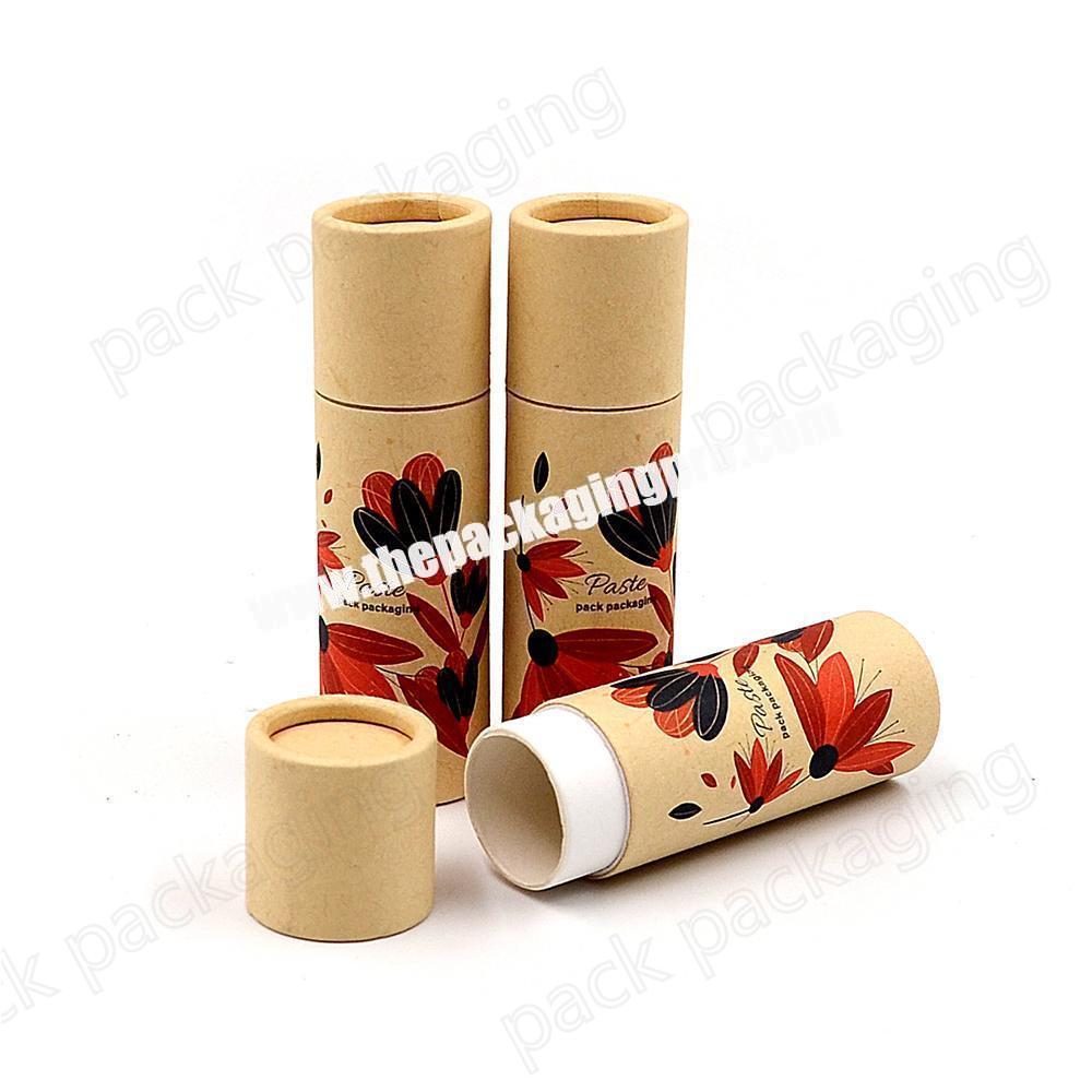 Eco Friendly Cylinder Cardboard Custom Printing Empty Paper Packaging Sunscreen Lip Balm Skincare Containers Push Up Tube