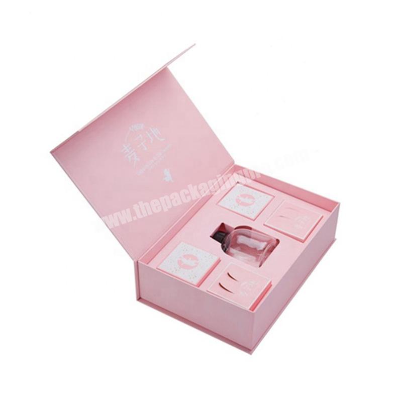 Recycle large customized collapsible pink luxury magnetic closure wedding folding packaging box with ribbon