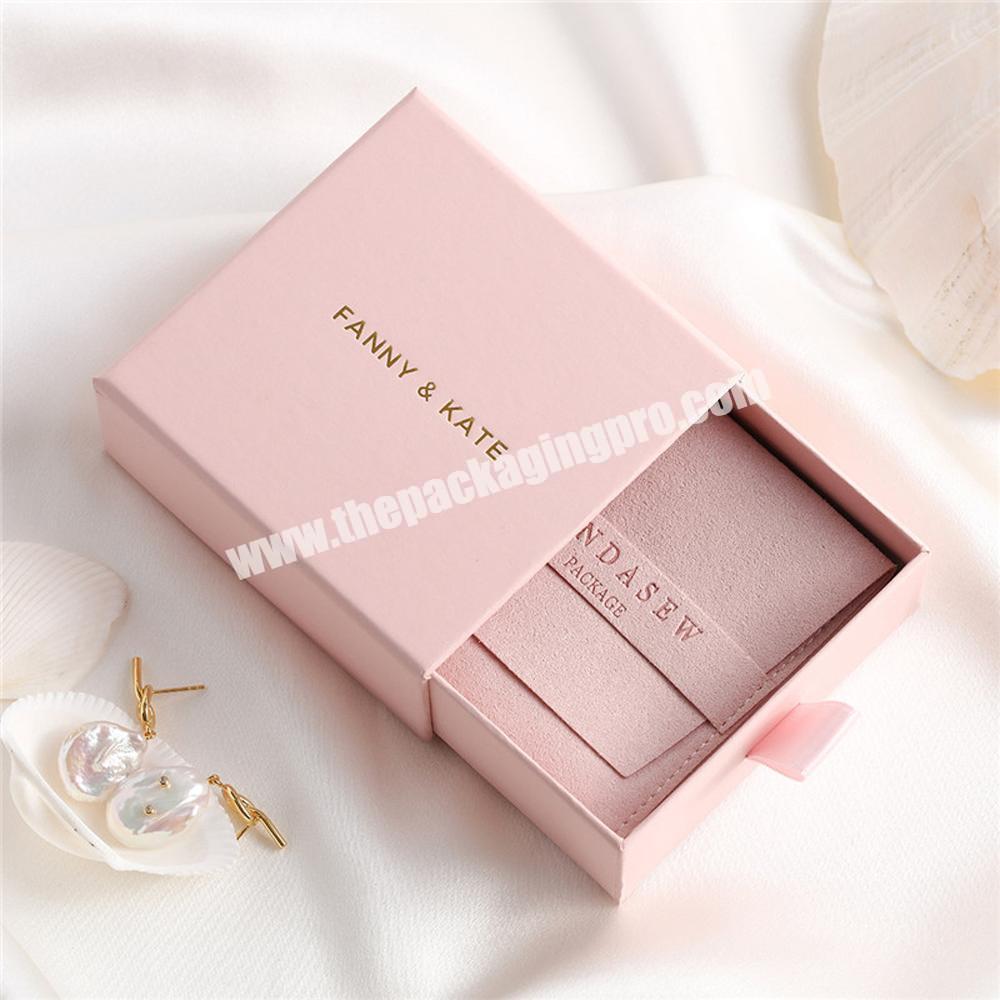 Recycled Cardboard Jewelry Pouches Cosmetic Gift Packaging Drawer Boxes Custom Logo Printed Luxury Jewelry Slide Drawer Box