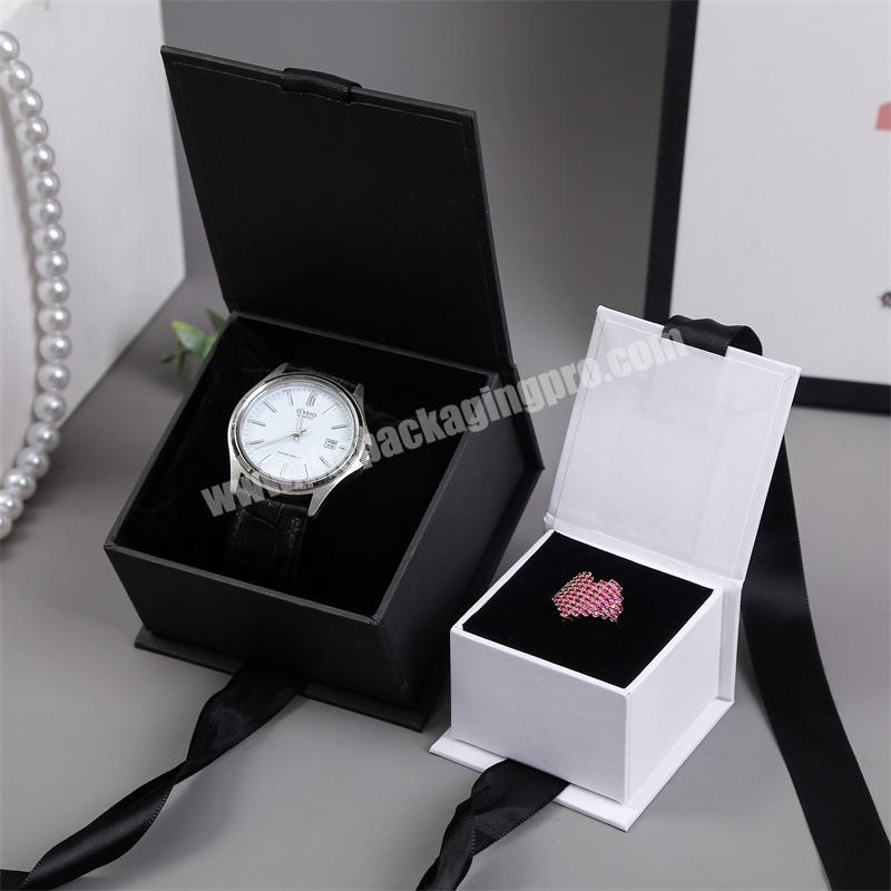 Recycled women ladies Ribbon closure luxury packaging gift jewelry magnetic watch box