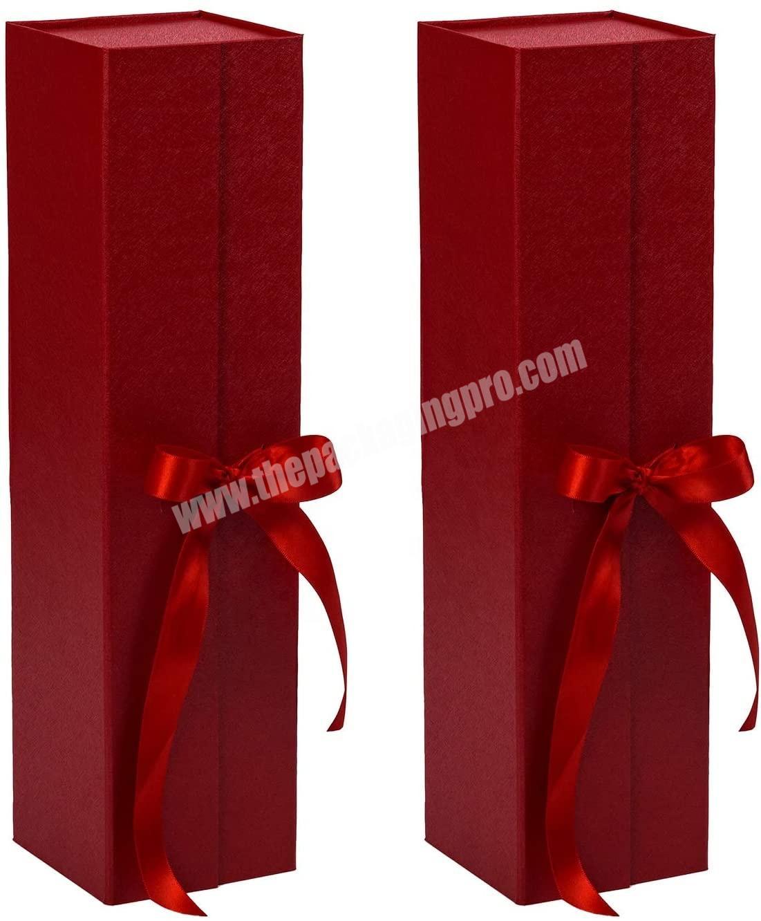Red Gift Box with Satin Ribbon for Wine