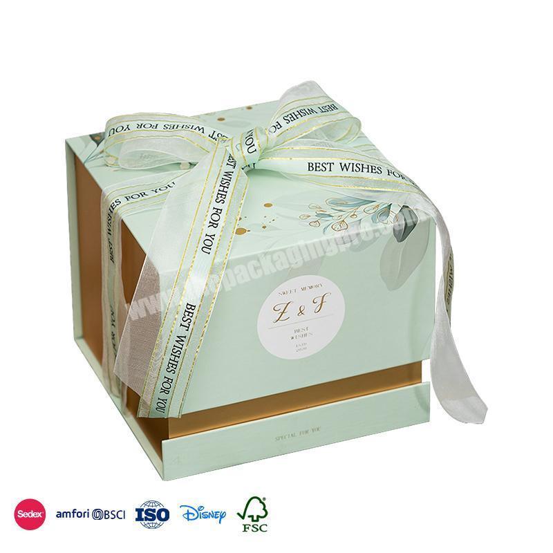 Reliable And Good Green fresh natural color square round optional wedding favors bridesmaid paper gift box