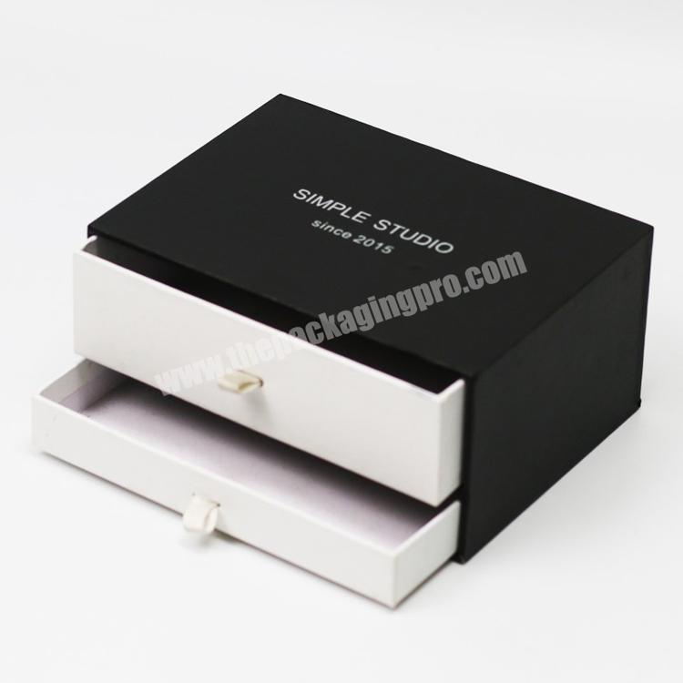 Rigid hard paper drawer gift packaging boxes bracelet ring storage paperboard double layer jewelry box