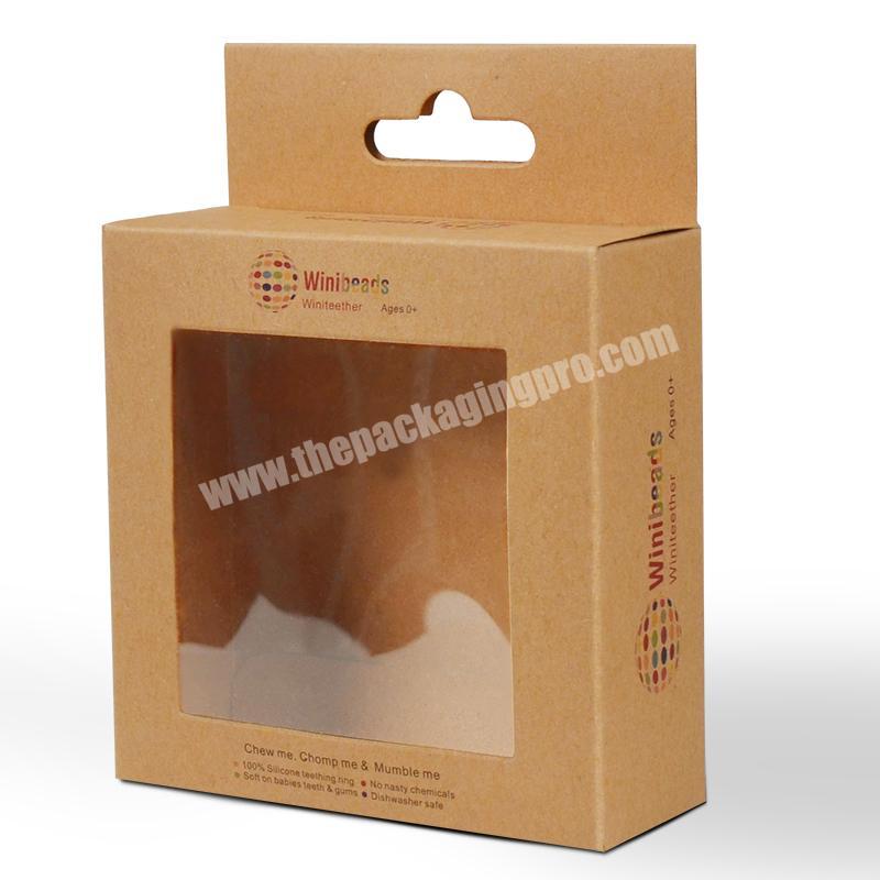 Sencai CMYK Printing Brown Kraft Product Packaging Box With Hanger