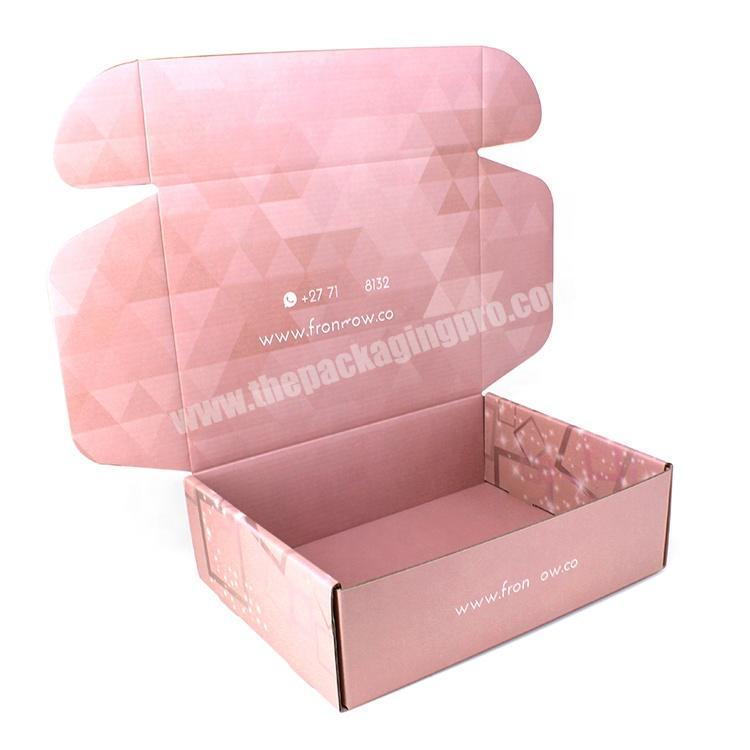 Beauty Products Holographic Frame Corrugated Subscription Paper Pink Shipping Box With Foil Logo