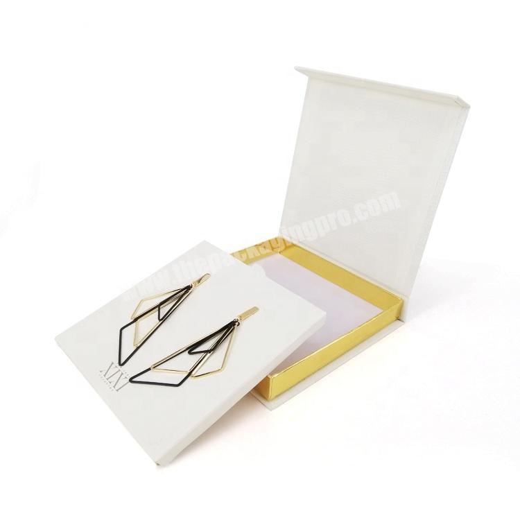 Square birthday wedding necklace earring jewelry cardboard gift box lid and magnetic closure