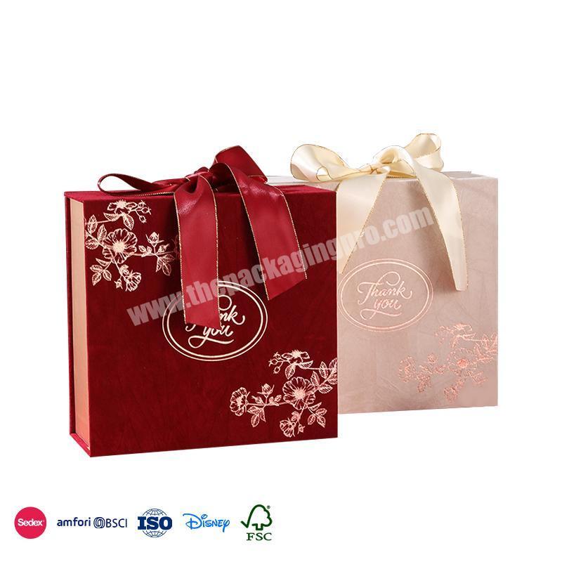 Top Selling Products Custom Red festive color flannel material with ribbon vintage book shape candy box