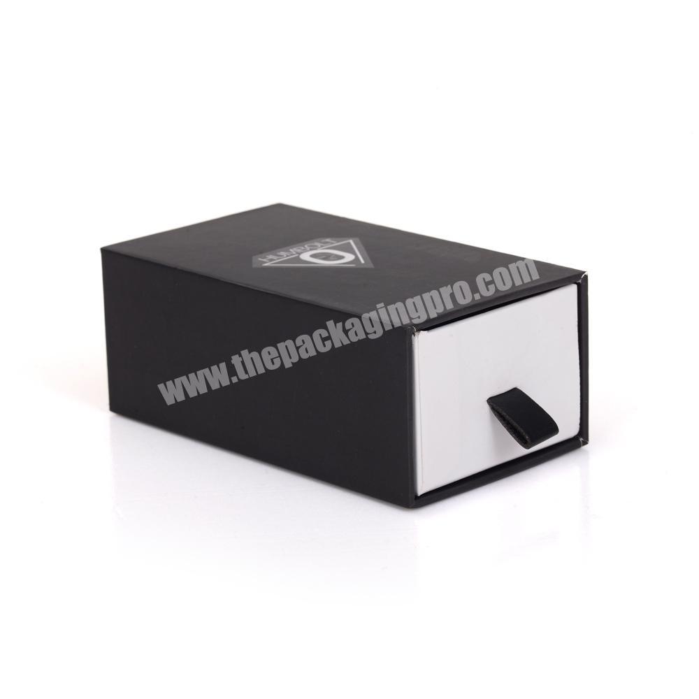 Top grade custom luxury sliding drawer black gift paper box packaging with foam insert